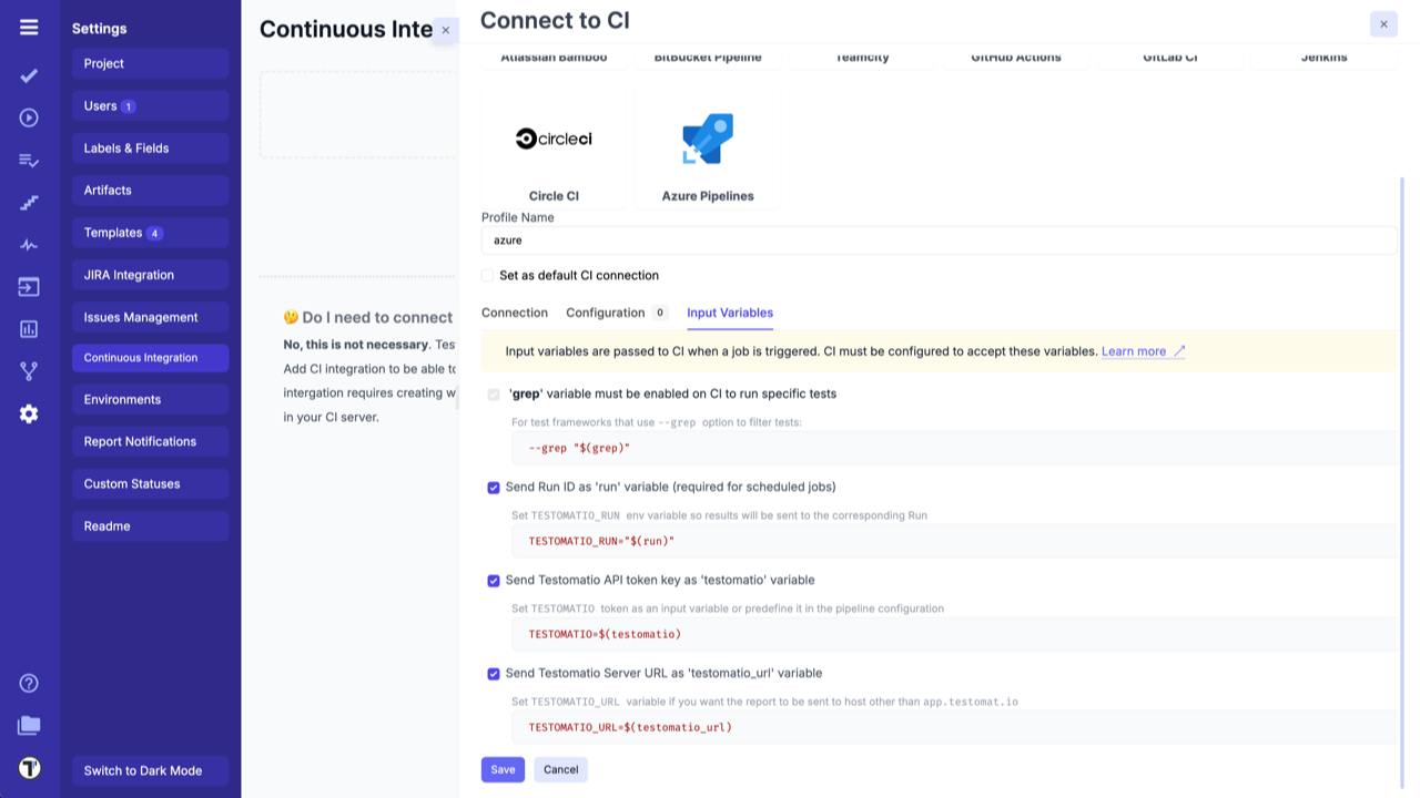 Testomatio - Azure Pipeline