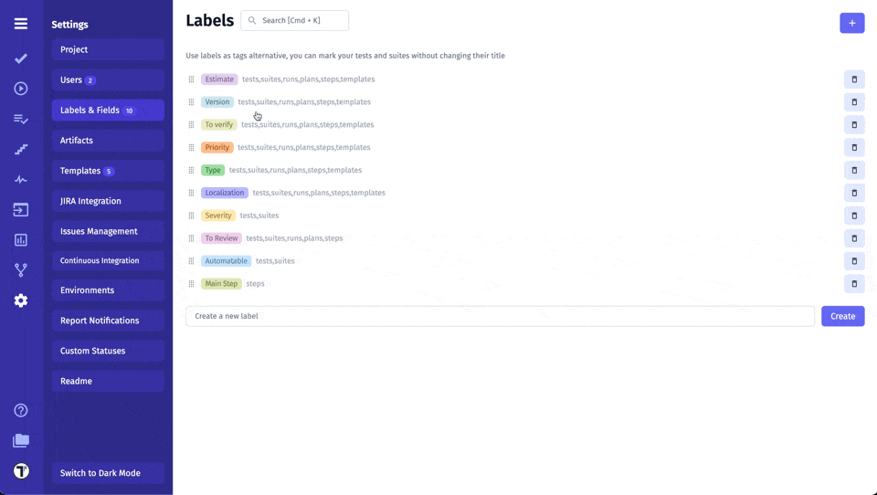 Testomatio - Multi-select Custom Field